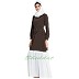 Dual colored casual abaya- Olive Green-Off White Dual colored casual abaya- Olive Green-Off White